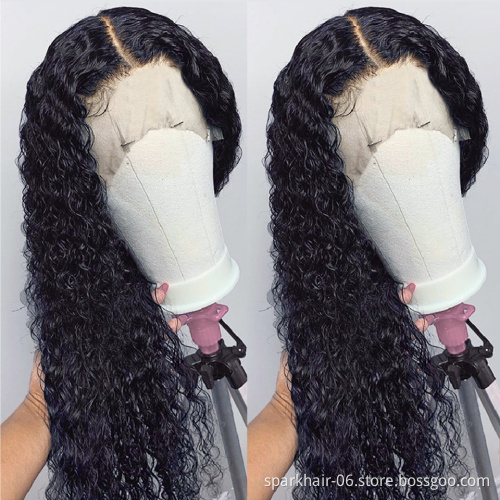 Wholesale Raw Indian Virgin Hair HD Lace Frontal Wig Women Water Wave Full Swiss Lace Front Closure Human Hair Wig Kinky Curly